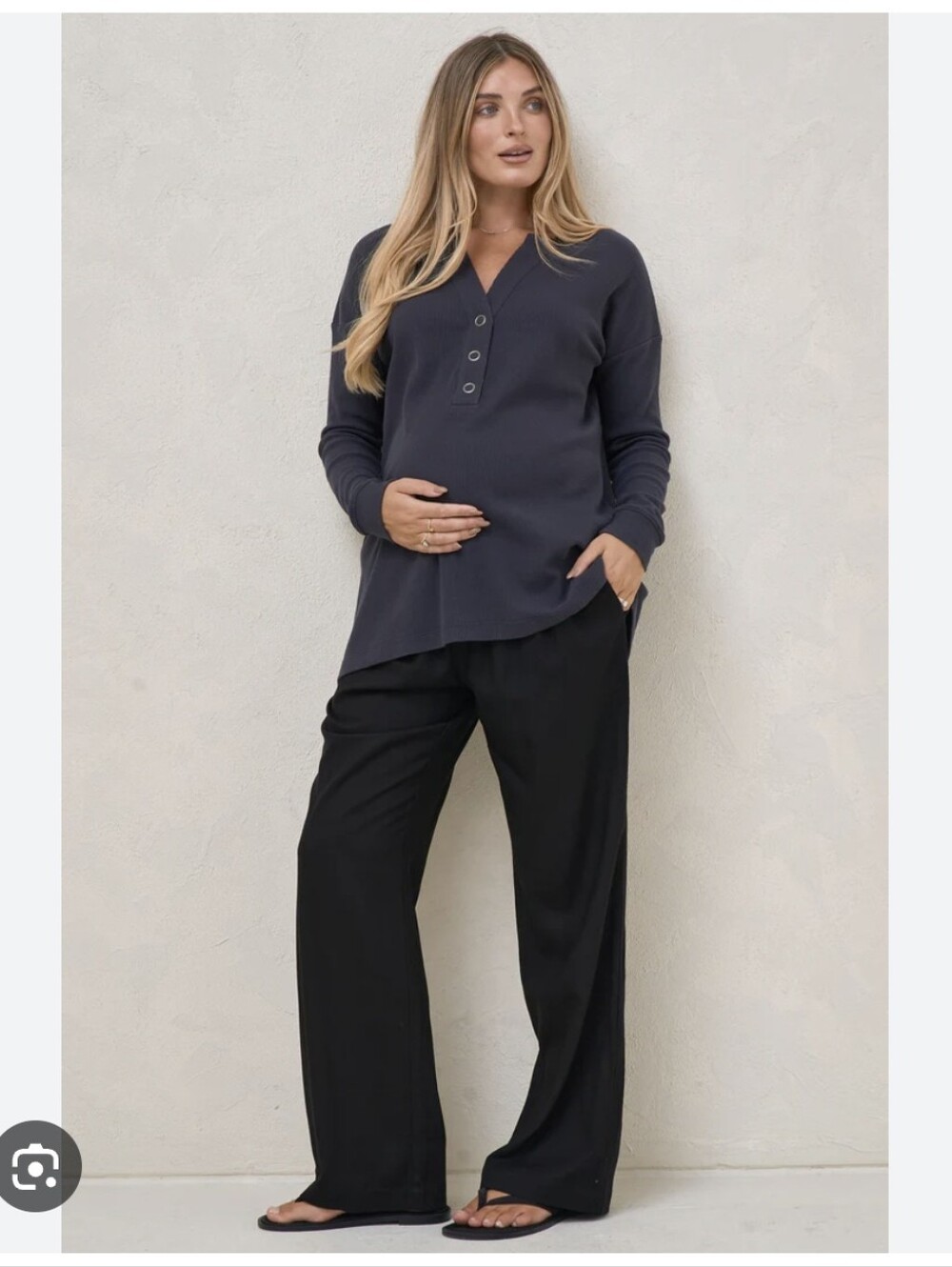 Bae The Label Waffle Henley Maternity And Nursing Top XS, VERY Roomy